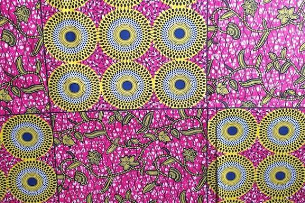 YELLOW CIRCLE JUNGLE Waxprint Stoff